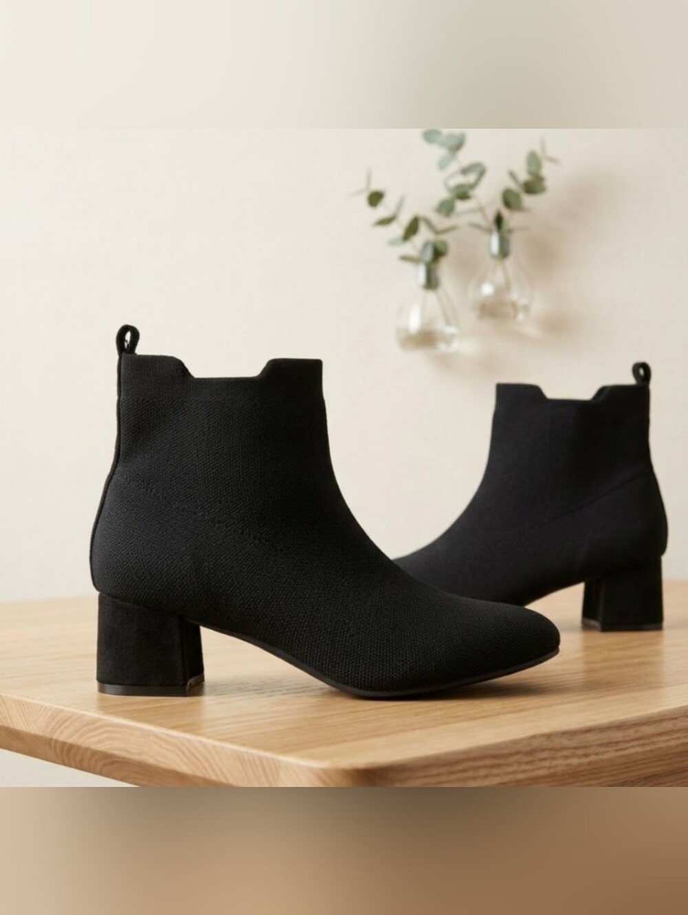 NEW! Gloria Vanderbilt Women's Black Stretch Knit Ankle Boots Sz 9 NWT